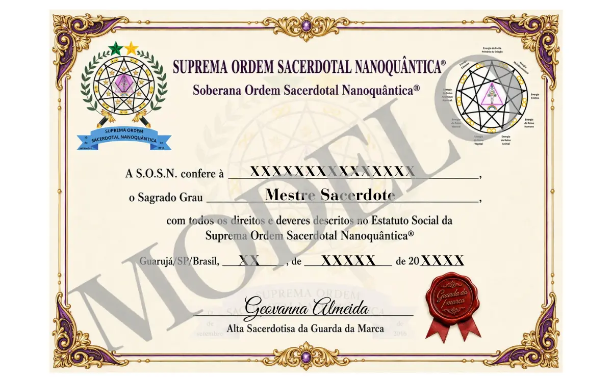 Modelo de certificado do Mestre Sacerdote